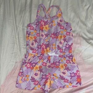 Cat & Jack Floral Purple Romper Girls 10/12 Large Used